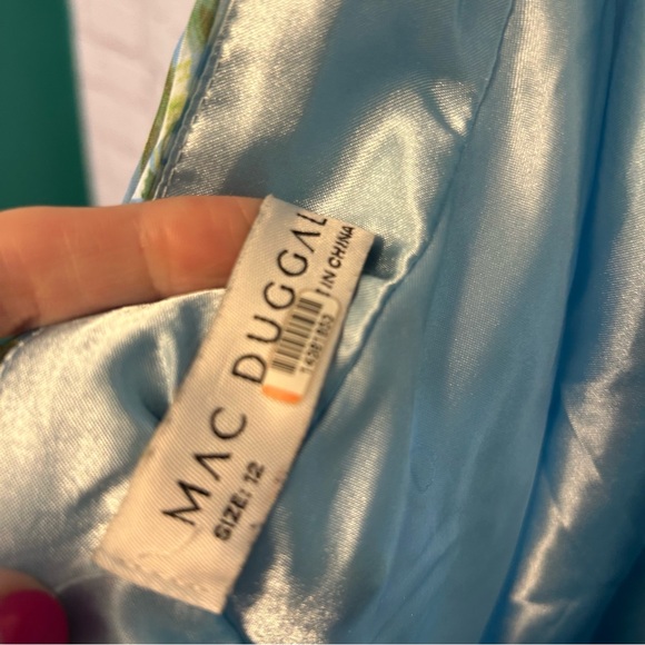 Mac Duggal Ruffle Tiered Floral Cut-out Chiffon Blue floral gown size 12 stunner - Picture 8 of 15